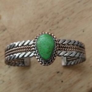 Gaspeite two tone cuff bracelet